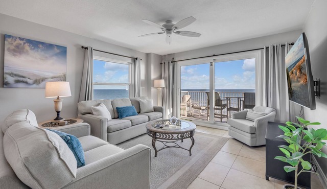 Direct oceanfront penthouse 2/2 with gorgeous corner condo views, a heated pool, and garage