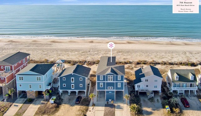 Discover oceanfront bliss at 7th Heaven in Oak Island, NC—spacious 7BR, sleeps 24!