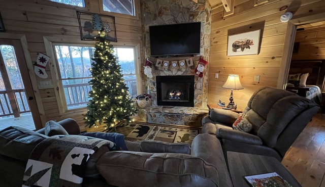 Dog friendly, 2/2 w/kings, Mtn view! Fire pit, Wifi, gas logs. Cherry Log MTN !