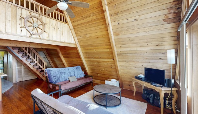 Dog-friendly A-frame cottage—oceanfront with ocean views & two blocks from beach