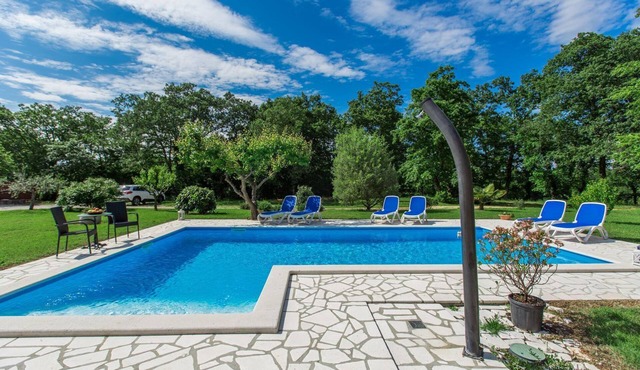 Dog-friendly apartment with pool, children's playground, outdoor kitchen, barbecue