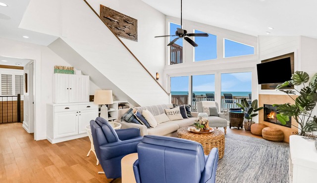 Dog-friendly beachfront home with beach access, grill, balconies, & ocean views