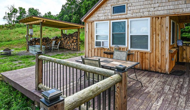 Dog-friendly cabin with deck plus access to a hot tub, game room, & gym