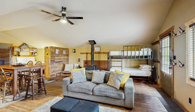 Dog-Friendly Cabin with Fireplace & Mountain Views near Downtown & Lake