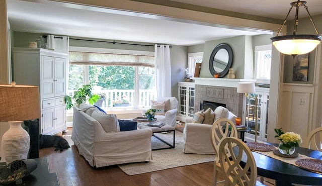 Dog-friendly city escape with private patio, grill, firepit, fireplace, & W/D