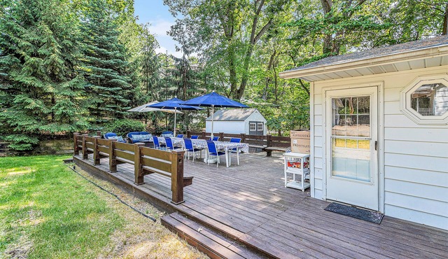 Dog-friendly home near beach with deck, grill, large backyard, wood fireplace