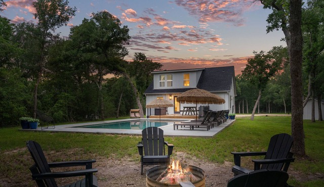 Dog-friendly home on an acreage with pool, firepit