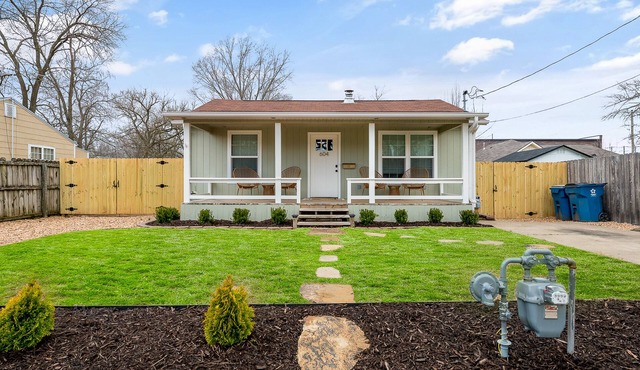 Dog-friendly home with a firepit, yard, washer/dryer, central AC & game room