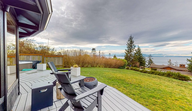 Dog-friendly home with private hot tub, amazing ocean view, and fire pit