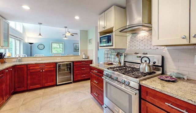 Dog-friendly home with great deck & association beach on Mashpee Pond