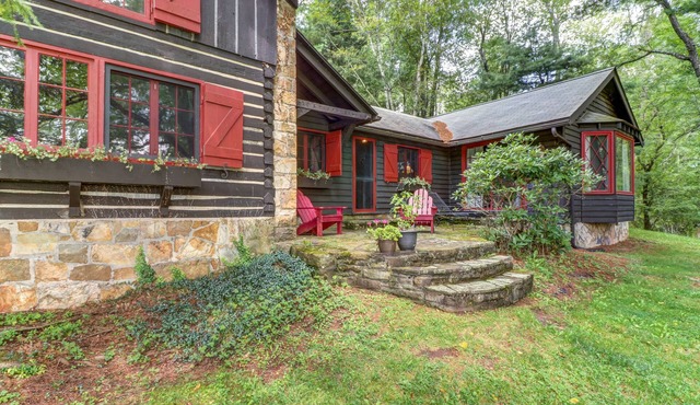 Dog-friendly Lakefront Log Home on a Quiet Cove with Front Deck & Private Dock