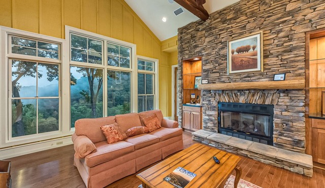 Dog-friendly mountain retreat with fireplace & stunning deck views - near trails