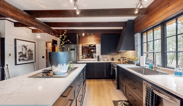 Dog-friendly mountain-view home with fireplace, deck, grill, streaming, & W/D