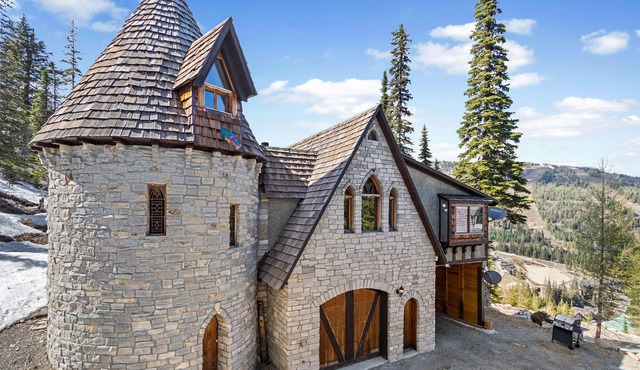 Dog-friendly mountain castle with a washer/dryer, private hot tub, & fireplace