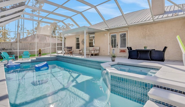 Dog-friendly, single-story home with private pool, lanai & great yard