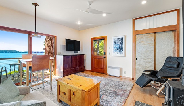 Dog-Friendly Soundfront Home w/Waterfront Deck, Beach Access, & Wood Stove
