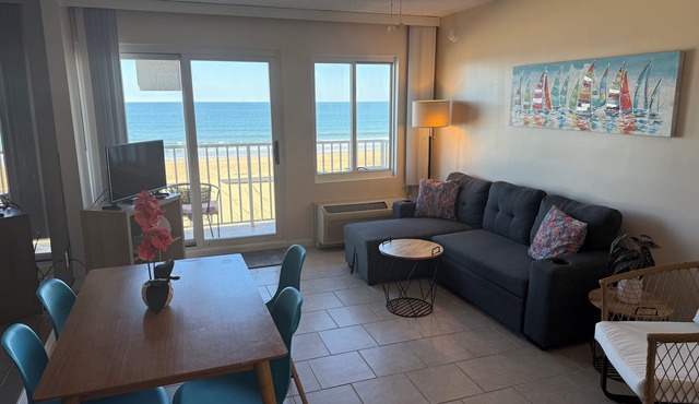 Dolphin Beach condo with indoor pool, ocean views, steps to the beach