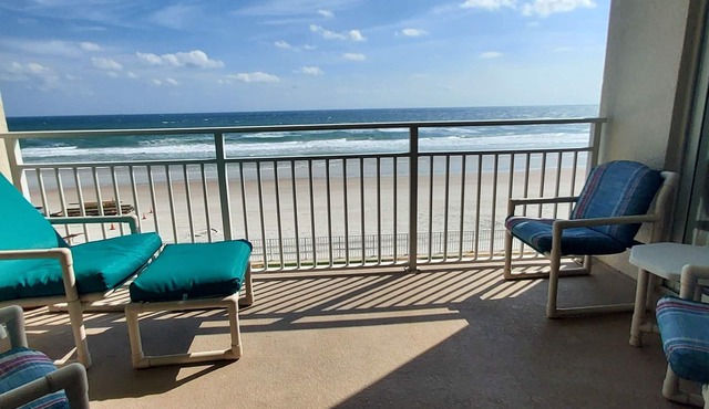 Dolphin View-oceanfront condo with large balcony overlooking no drive beach.