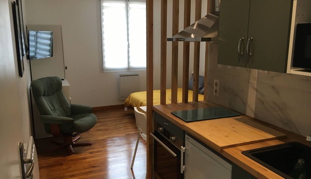 Downtown studio* with outdoor parking and private, secure bike storage.