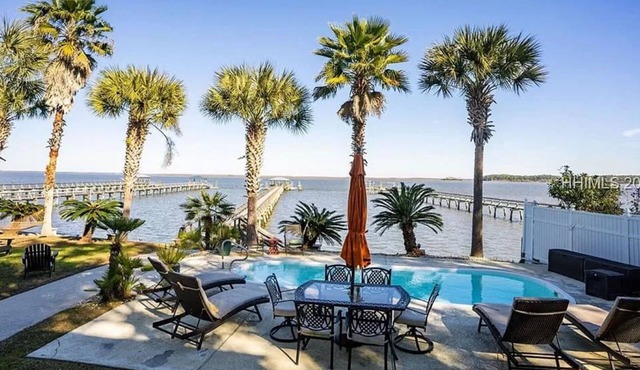 Dreamworthy, waterfront St. Helena home with pool and deep water dock.