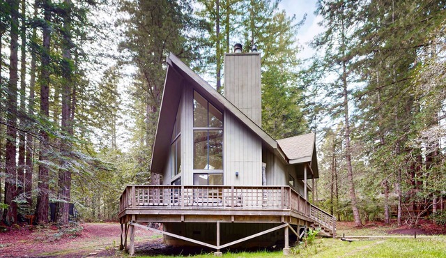 Dreamy Chalet Style House in the Forest With Large Deck, Near Beach - 1 Dog Okay