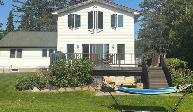 Duluth Pike Lake beachfront home with dock and huge yard