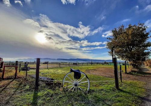 Duplex calme, vue chevaux et montagnes