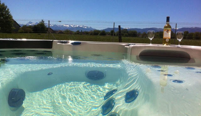 Duplex house 40m2 with spa and pool facing the Pyrenees