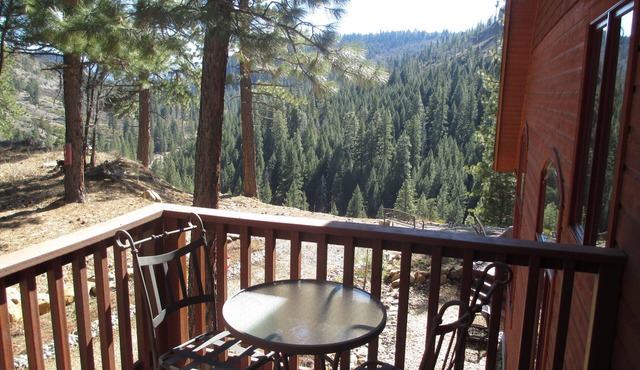Eagle eye views of the Feather River canyon and mountains surrounded by forest