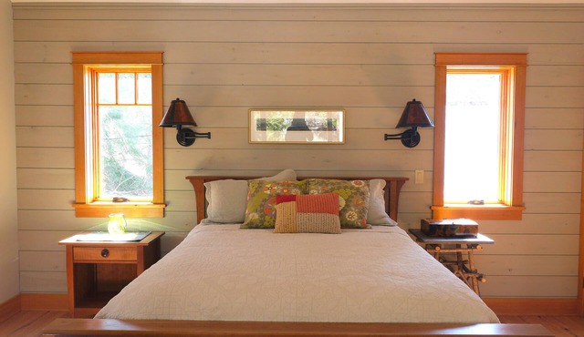 East side Lake George carriage house for rent. Adirondack detailing.