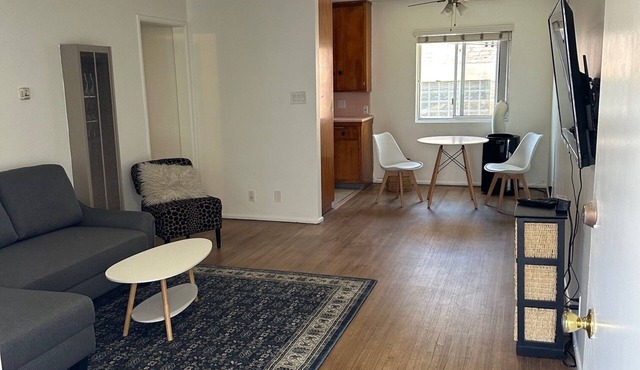 East Village Arts 1-bedroom condo with AC and WiFi in beautiful Long Beach.