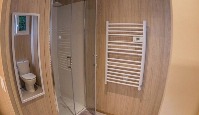 Eco-friendly cabin at the foot of the forest.