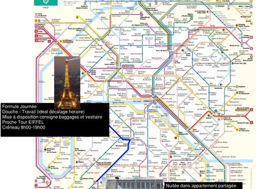 Eiffel Citea Access dayroom Espace Paris sans nuitée et Chambre partagée Chatillon nuitée - Repos journée ou Espace Travail 8-19h Proche Tour Eiffel ou Usage bureau à l'heure en journée - Nuitée Chatillon Avenue Paris