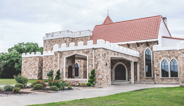 Elegant, romantic castle w/rooftop deck, forest, pond and theater!