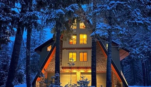 Enchanted River A-Frame, a secluded retreat with game room, hot tub & yard games