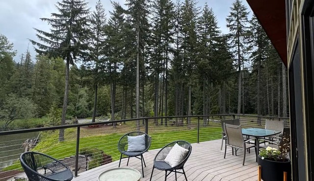 Enchanted River A-Frame, a secluded retreat with game room, hot tub & yard games