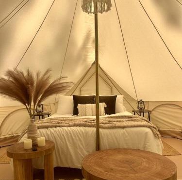 Enchanted Woodland Glamping Tent with Fire Pit & Clubhouse Kitchen Access Near Gentry, Arkansas