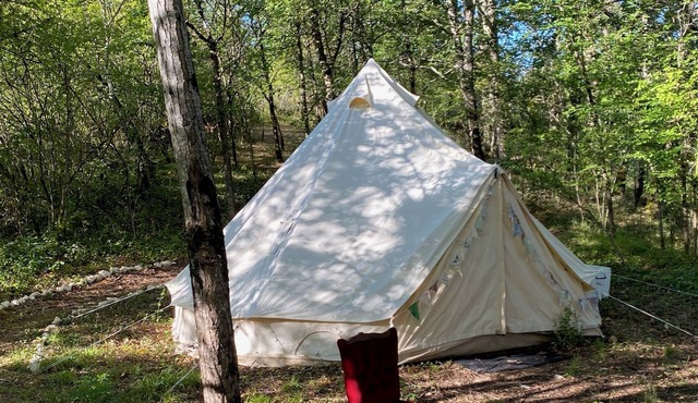 Enjoy a comfortable night sleep in a safari tent on our eco campsite