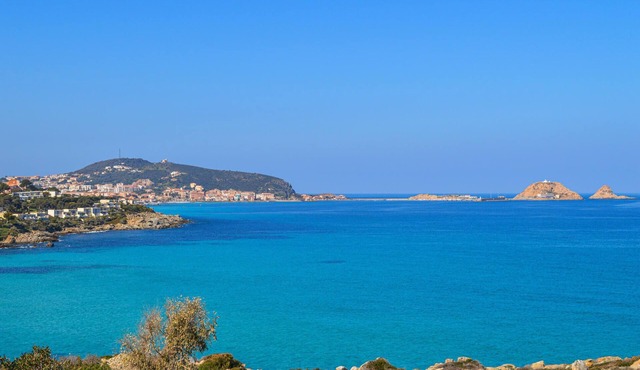 Enjoy a wonderful view of the countryside from the inviting vacation home with pool.