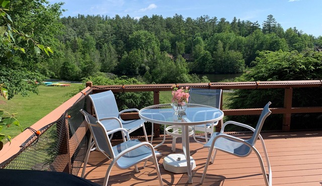 Enjoy beautiful water views from this light-filled condo with three levels of furnished living space