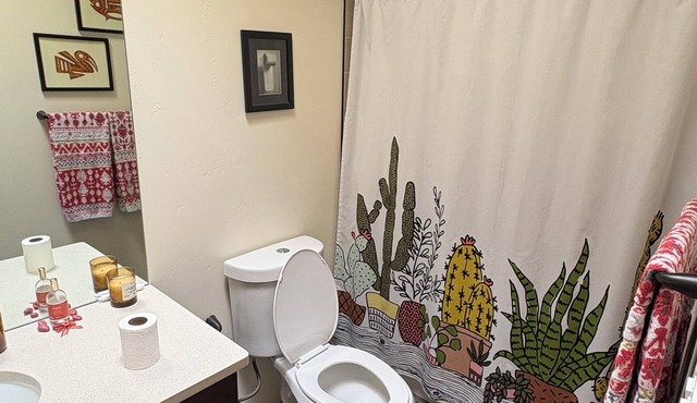 Enjoy the ambiance of a Santa Fe house with owner-collected Native American art.