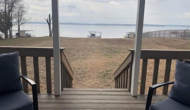 Enjoy this SPECTACULAR VIEW of Lake Wheeler from our beautiful 4 bedroom home!