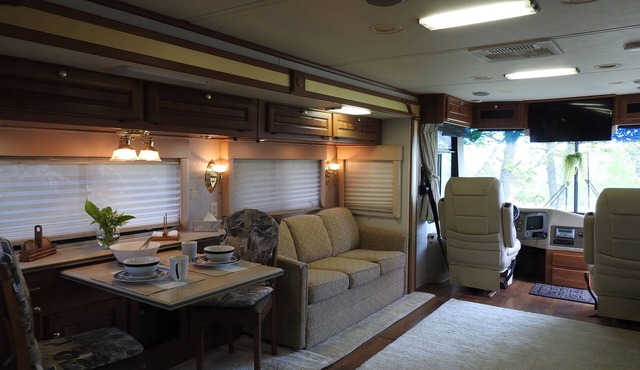 Enjoying beautiful Campobello Island in the comfort of a big Class A motorhome.