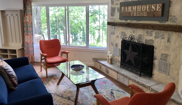 Entire house with lake view on private road in rural setting