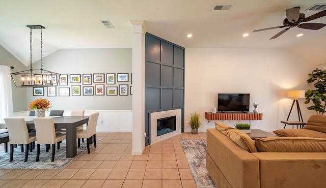 Entire Modern 3br house with glass fireplace and patio.
