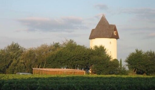 Equipped windmill with view of the Gironde estuary