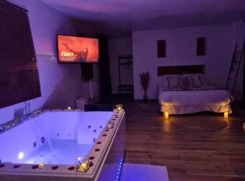 Evasion Romantique suite de luxe jacuzzi jardin privé proche Paris