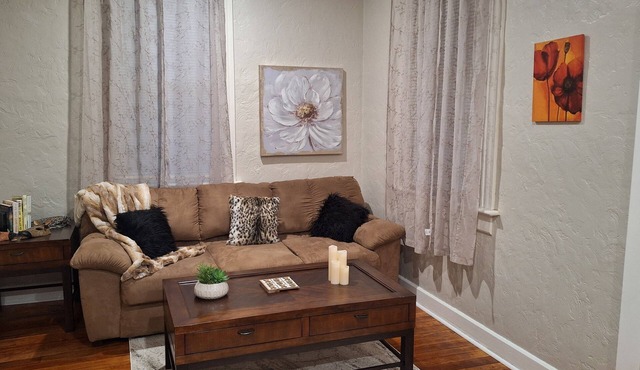Experience Belleville in a 2 BR cozy home with a STL Cardinals theme.