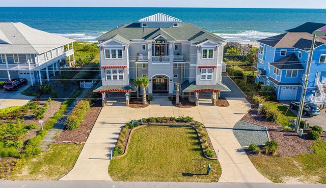 Experience oceanfront luxury at Topsail Manor, a spacious 8-bedroom paradise in North Topsail Beach.