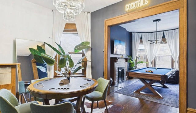 Expertly designed 9BR Art Deco manor with garage.